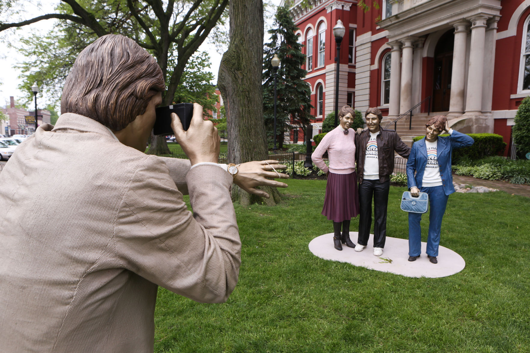 Artist Seward Johnson's "The Tooth" is implanted at the Crown Point Sportsplex